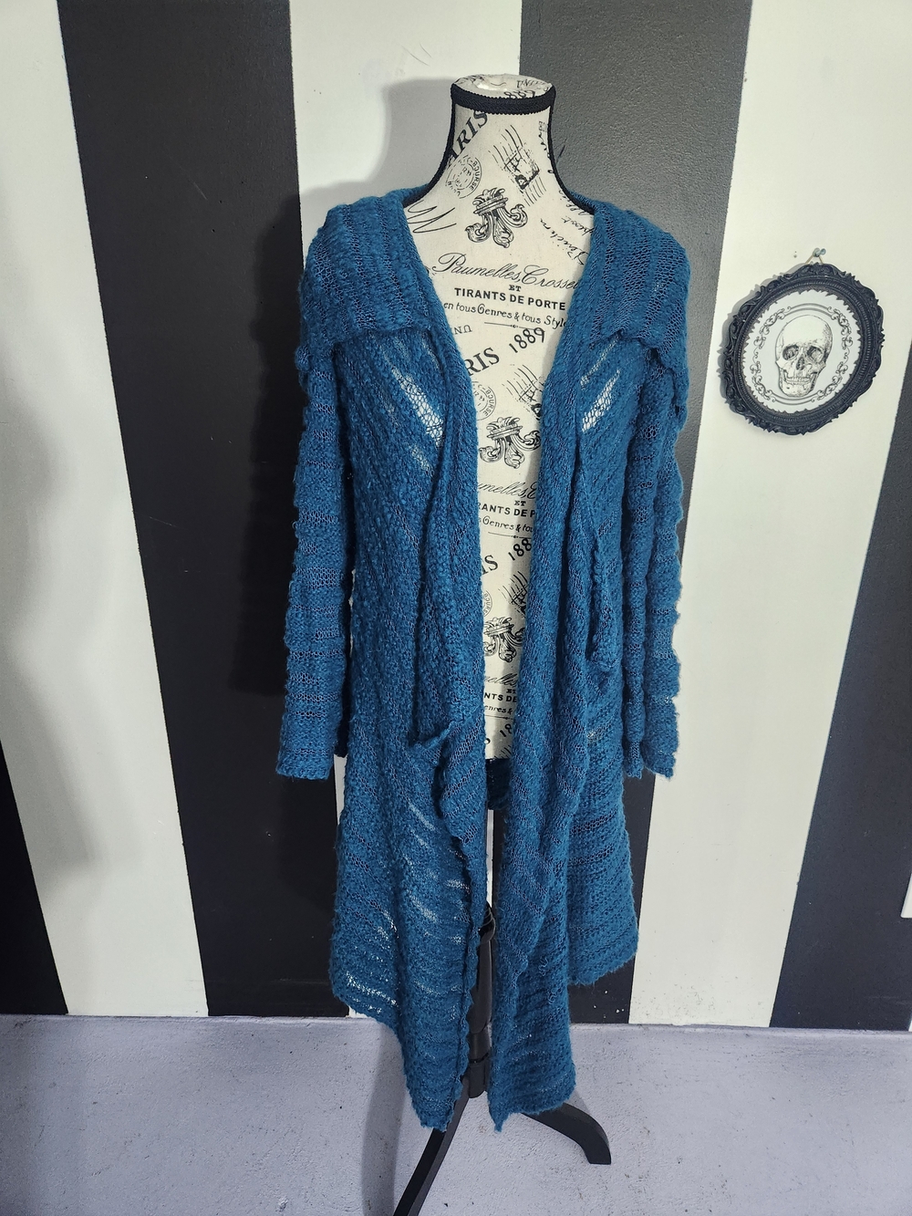 Y2k Teal Knit Cardigan for Women